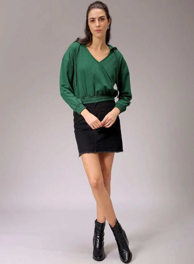 Freehand Women Regular Fit Solid Wrap Sweatshirt