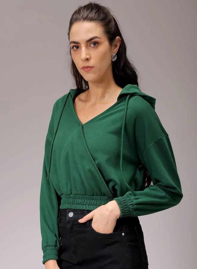 Freehand Women Regular Fit Solid Wrap Sweatshirt