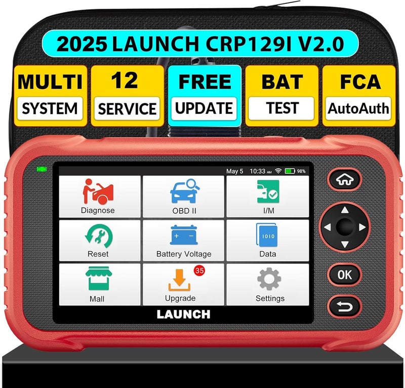LAUNCH CRP129I V20 OBD2 Scanner 2025 Lifetime Free Update Scan Tool with 12 Reset ABS BleedingTPMSOilEPBSASBMSAdblueHeadlampThrottle Reset Injector Coding Auto VIN Battery Test