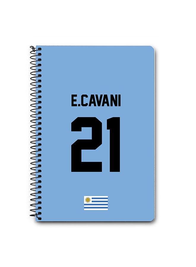 Stylizedd Designer A5 Spiral Notebook Memo Notepad Journal - Football Team - Uruguay Player Name - E.Cavani - Image 1