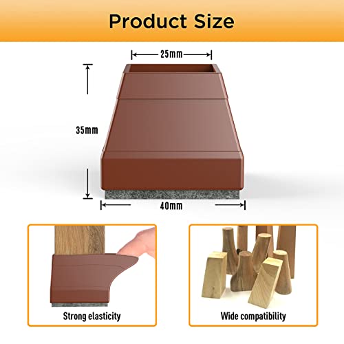 CHWM Square Chair Leg Protectors for Hardwood Floors, 16 Pcs Silicone Felt Furniture Leg Cover,(Brown 1 1/2"). - Image 5