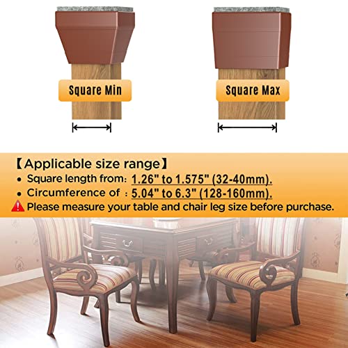 CHWM Square Chair Leg Protectors for Hardwood Floors, 16 Pcs Silicone Felt Furniture Leg Cover,(Brown 1 1/2"). - Image 2