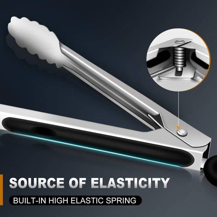 Eddeas 4 Pack Tongs For Cooking, Heat Resistant 600 Degrees 9",12" Stainless Steel Locking Metal Tong & 9",12" Kitchen Tongs with Silicone Tips, Non-Slip Food Silicone Tong, Heavy Duty, Non-Stick - Image 5