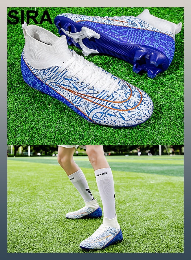 SIRA Men's High-Top Soccer Cleats - White Football Shoes with TPU Long Studs | Ankle Support | Breathable Mesh | For Training & Competitive Matches (FG/AG Compatible) - Image 3