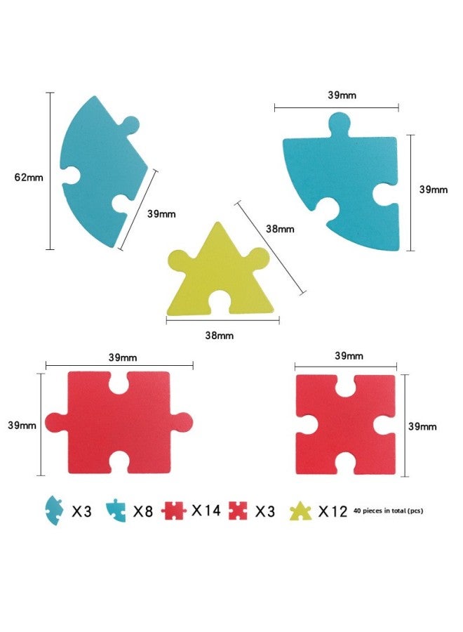 40 قطعة أحجية إبداعية قابلة للتغيير للأطفال، ألغاز التعليم المبكر، شكل هندسي قابل للتغيير، ألعاب خشبية تفاعلية بين الوالدين والطفل، اللون: أحجية إبداعية - Image 5