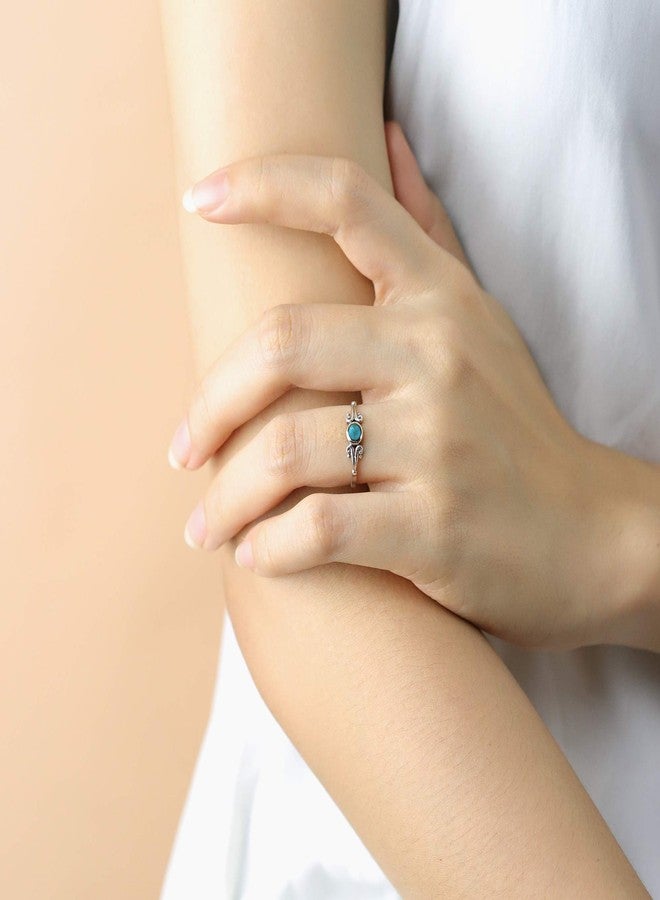 Boma Jewelry Sterling Silver Round Turquoise Ring with Scrolling Side Detail (8) - Image 2