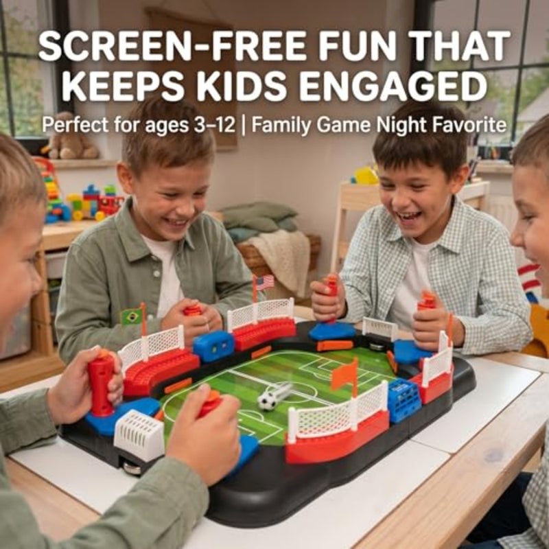 Soccer Toy for - Table Top Foosball Game for 3 4 5 6 7 8-12 Year Old - Interactive Soccer Gift - Mini Football Table Game with Goal Bell, Score Counter and 6 Balls - Easy Set-up Gift - Image 2