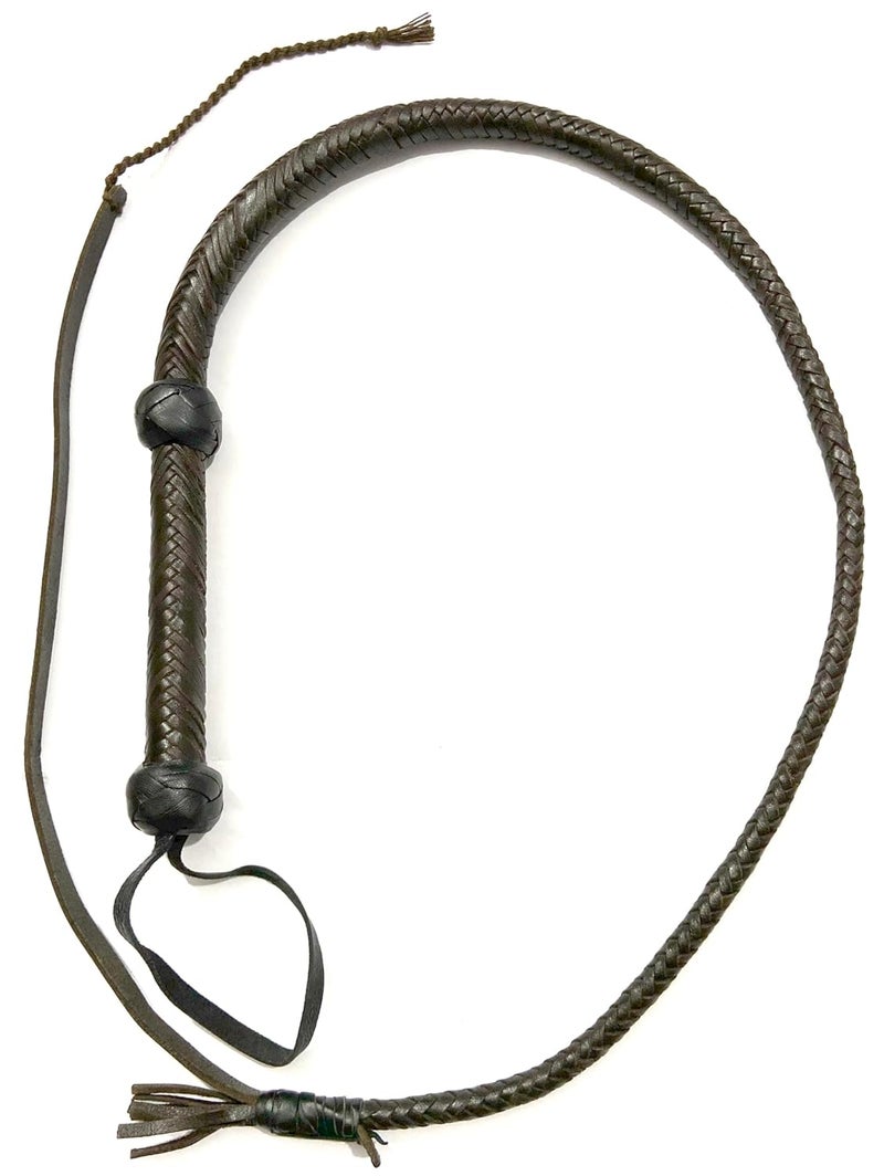 PETS TRIANGLE 6 Feet Leather Bull Whip Hunter for Hours Training Whip with Brown Shade (14 Plaits) - Image 2
