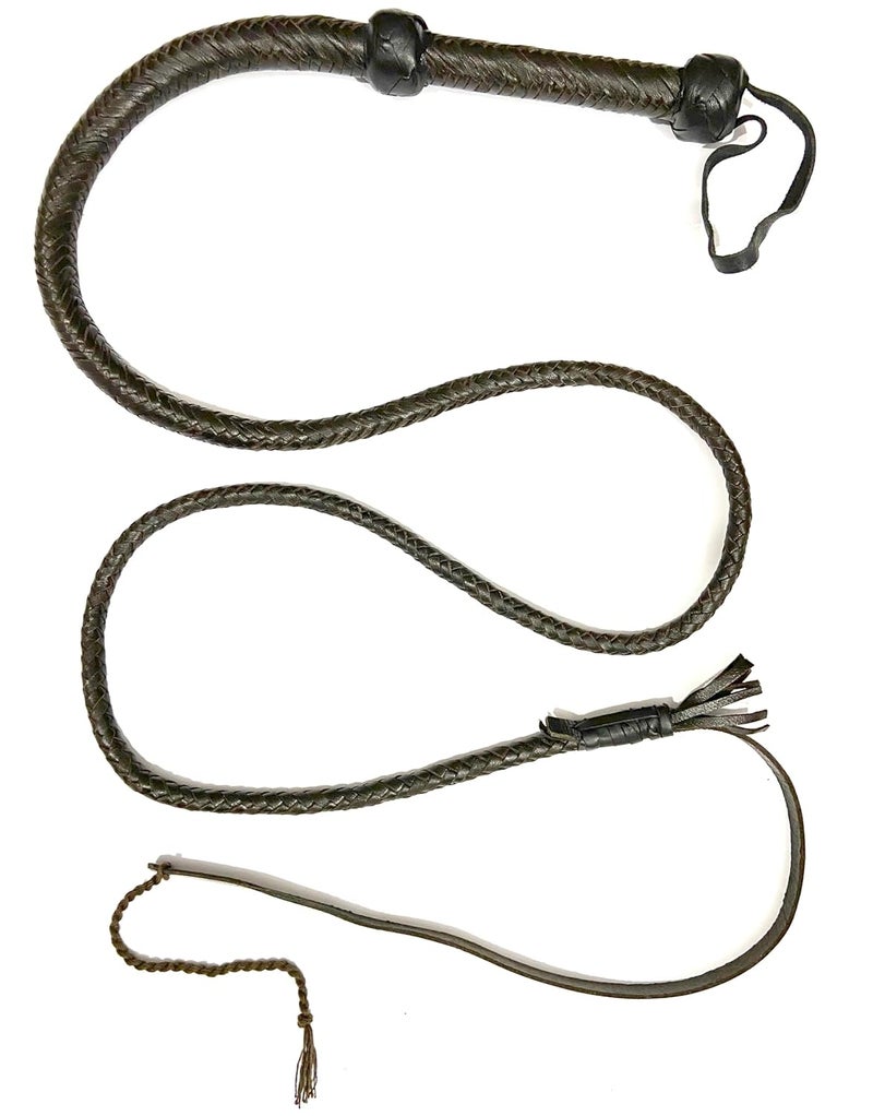 PETS TRIANGLE 6 Feet Leather Bull Whip Hunter for Hours Training Whip with Brown Shade (14 Plaits) - Image 4