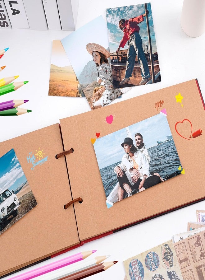 JIMBON Our Adventure Book Scrapbook Album 11.9 X 7.6 Inch 80pages,3d Retro Embossed Letter Hard Cover Movie Up,Memory Book For Couples,DIY Album for Anniversary,Wedding,Travelling,Friends,Family,Couple Gifts - Image 5