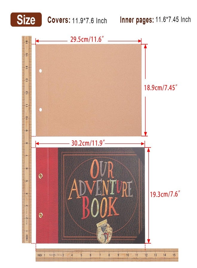 JIMBON Our Adventure Book Scrapbook Album 11.9 X 7.6 Inch 80pages,3d Retro Embossed Letter Hard Cover Movie Up,Memory Book For Couples,DIY Album for Anniversary,Wedding,Travelling,Friends,Family,Couple Gifts - Image 2