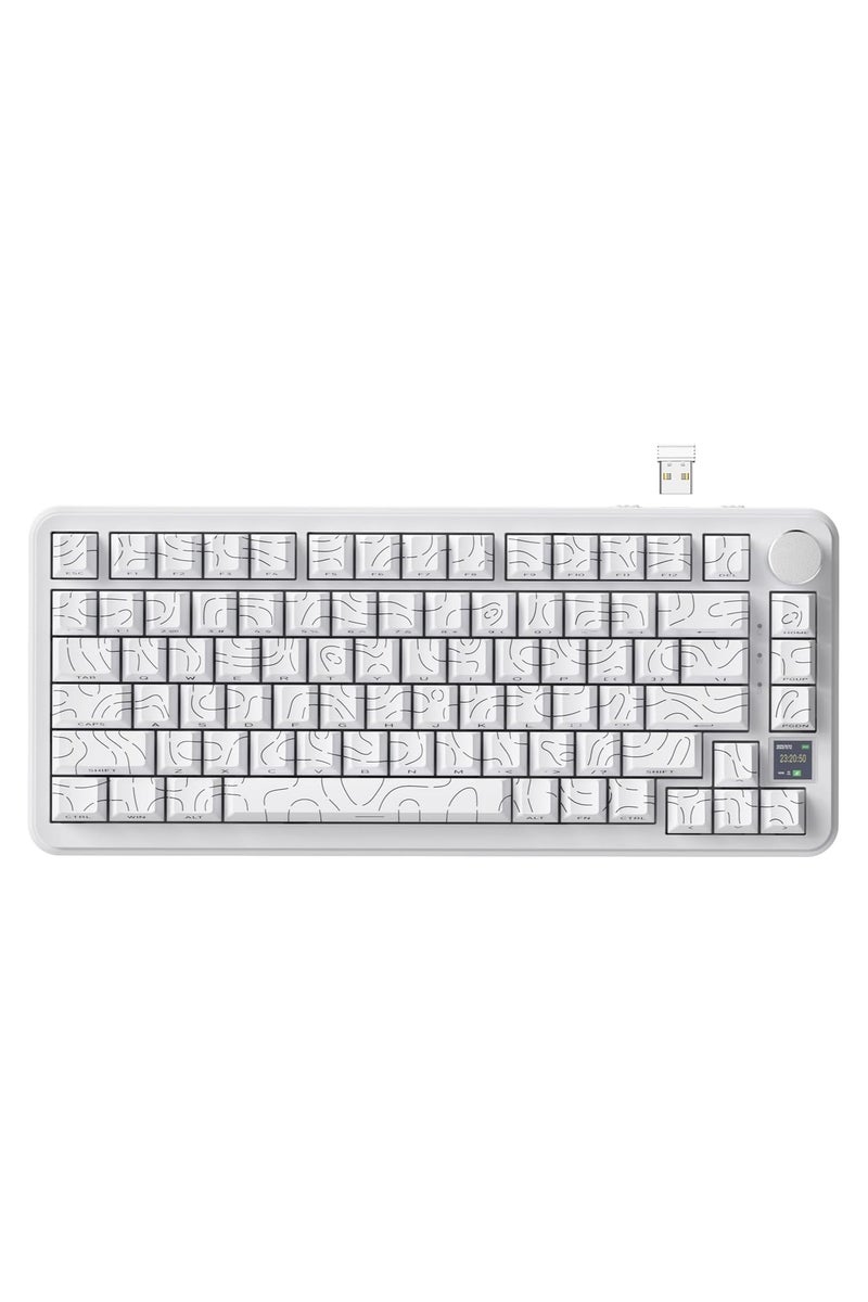 ATTACK SHARK X85Pro Wireless Mechanical Gaming Keyboard – Hot-Swappable – 75% Compact Layout – Smart TFT Display & Metal Knob – Tri-Mode Connection (Bluetooth 5.1, 2.4GHz, USB-C) – RGB Backlight – Gasket Mount – PBT Keycaps – PC Laptop Mac Compatible (White Contour) - Image 1