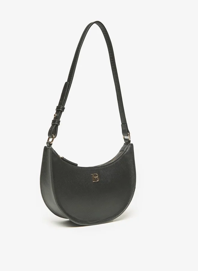 Flora Bella By Shoexpress Solid Hobo Bag with Adjustable Handle and Zip Closure