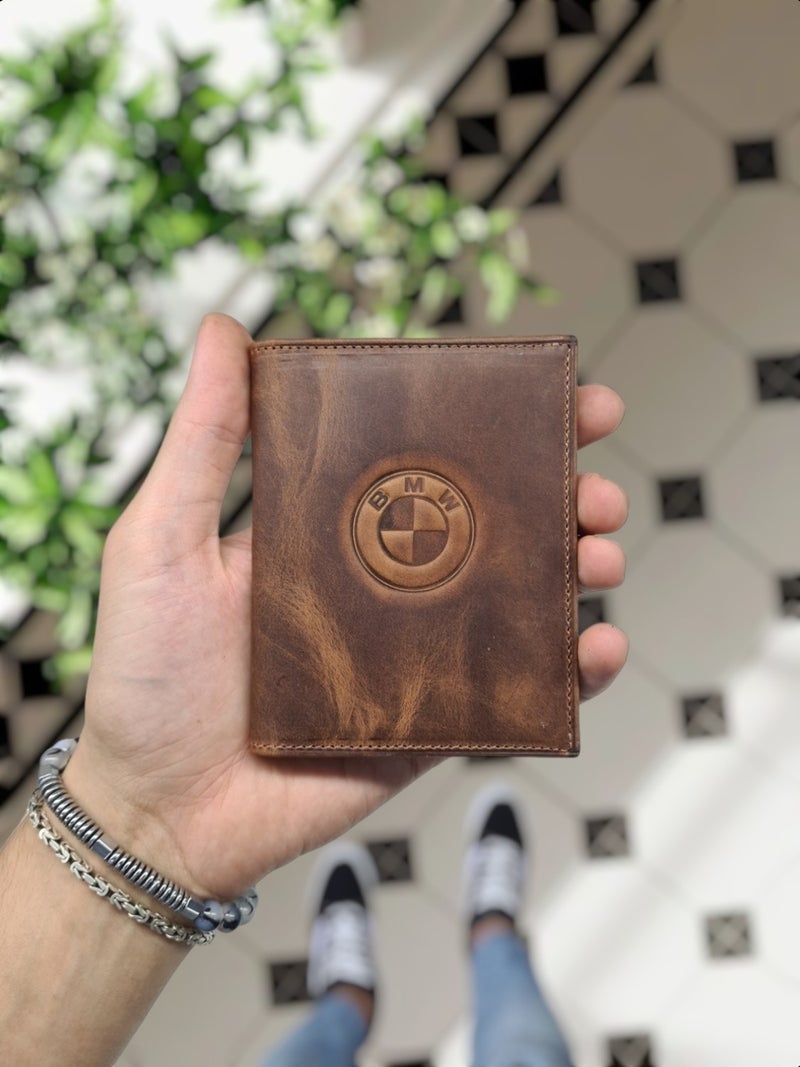 Visso Leather 1904 Leather Vehicle License Case with Bmw Logo - License Case Personalized Bag with Card Holder - Image 1
