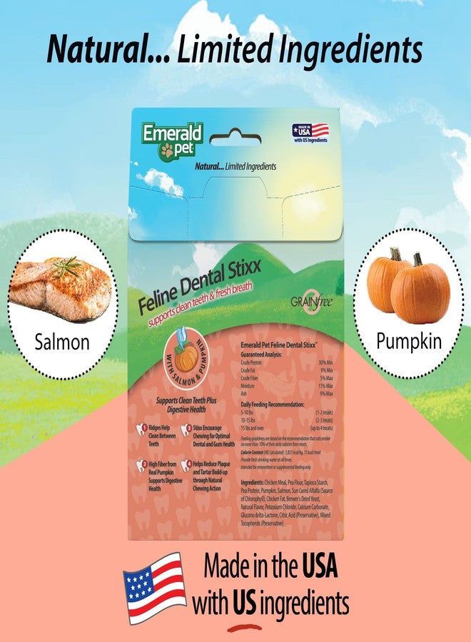إميرالد بيت أعواد أسنان القطط من إميرالد بيت - أعواد لذيذة ومقرمشة للقطط بنكهة اليقطين لصحة الجهاز الهضمي - مكافآت أسنان طبيعية خالية من الحبوب لأسنان نظيفة ونفس منعش - سمك السلمون، 3.6 أونصة - Image 5