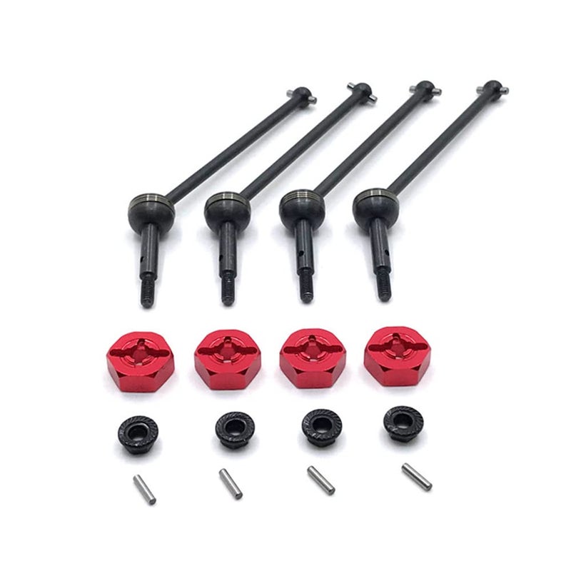 NORMICHIC RC Car CVD Drive Shaft and 12MM Wheel Hub Hex for WLtoys 114 144010 14400102 112 Scale RC Model Upgrade Parts Red - Image 2