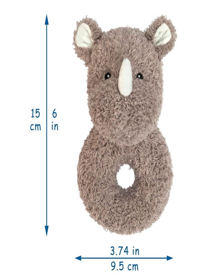 Doindute Baby Rhino Soft Rattle Toy, Plush Rhino Infant Shaker Rattle Easy-Grasp Stuffed Animal Toy, Gifts for Newborns Babies Toddlers Boys Girls, Brown, 6 Inches - Image 3