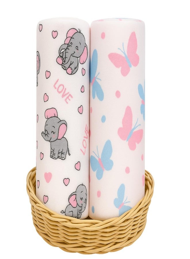Litilish Baby Muslin Swaddle Blankets - Pack of 2 - 100% Cotton Muslin Baby Swaddle Set, Bath Towel, Size-100cm x 100cm - Newborn Swaddle Wraps - Elephant & Butterfly Print - Image 2