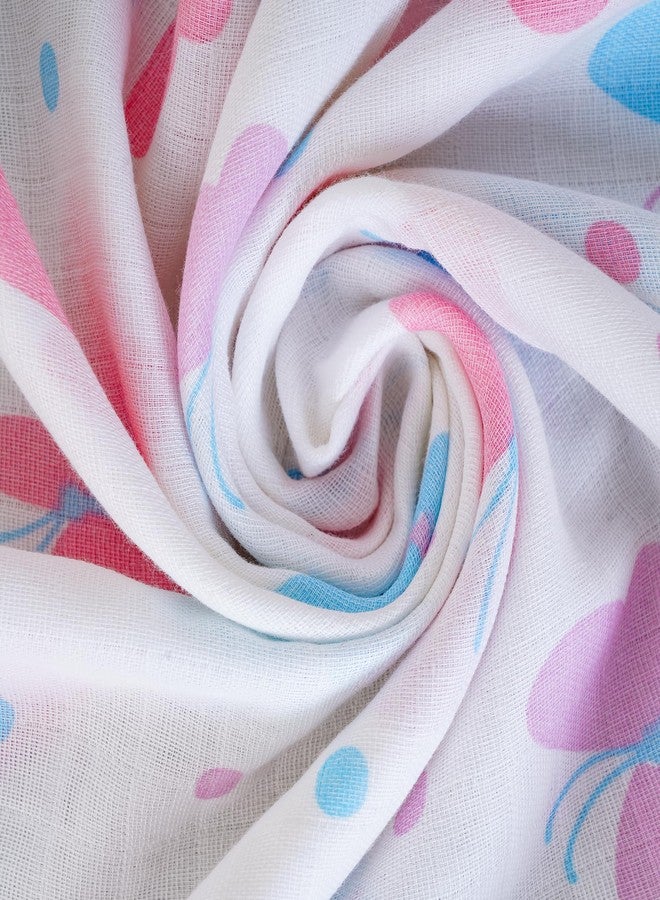 Litilish Baby Muslin Swaddle Blankets - Pack of 2 - 100% Cotton Muslin Baby Swaddle Set, Bath Towel, Size-100cm x 100cm - Newborn Swaddle Wraps - Elephant & Butterfly Print - Image 4