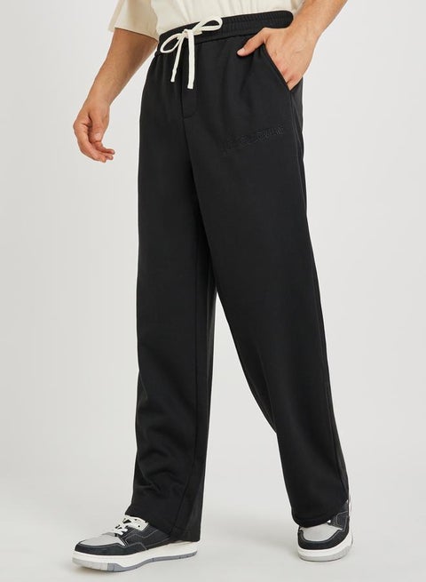 Styli Embossed Oversized Open Hem Joggers with Drawstring