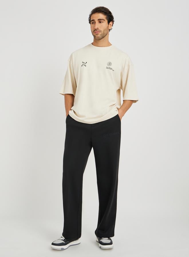Styli Embossed Oversized Open Hem Joggers with Drawstring - Image 2