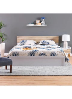 DANUBE HOME سرير أورورا كوينز إطار سرير بحجم كوين قوي ومتين بتصميم عصري خشبي مزدوج أثاث أبيض/بلوط طبيعي 156.3x206.5x90 سم  - Image 1