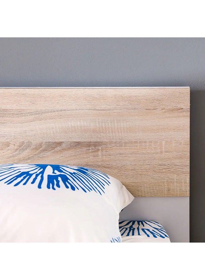 DANUBE HOME Aurora Queens Bed Queen Size Bed Frame Strong And Sturdy Modern Design Wooden Double Bed Furniture White/Natural Oak 156.3x206.5x90 cm - Image 2