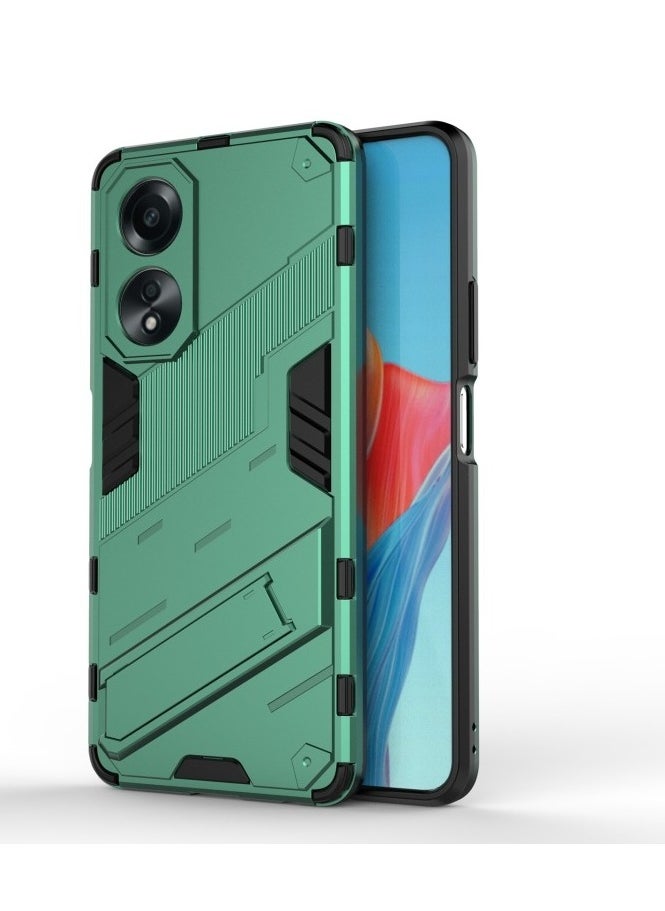 Generic - Punk Armor 2 in 1 PC Tpu Shockproof Phone Case with Invisible Holder For OPPO A78 4G (green) - Image 1