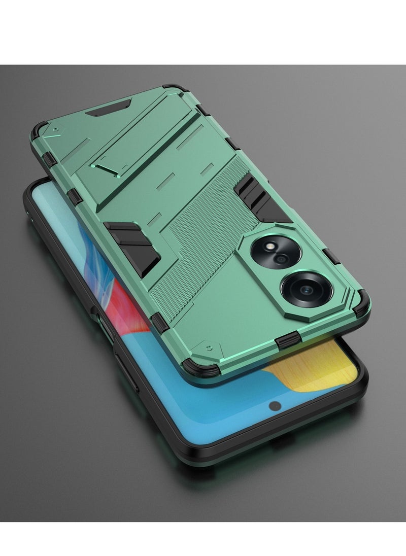 Generic - Punk Armor 2 in 1 PC Tpu Shockproof Phone Case with Invisible Holder For OPPO A78 4G (green) - Image 1