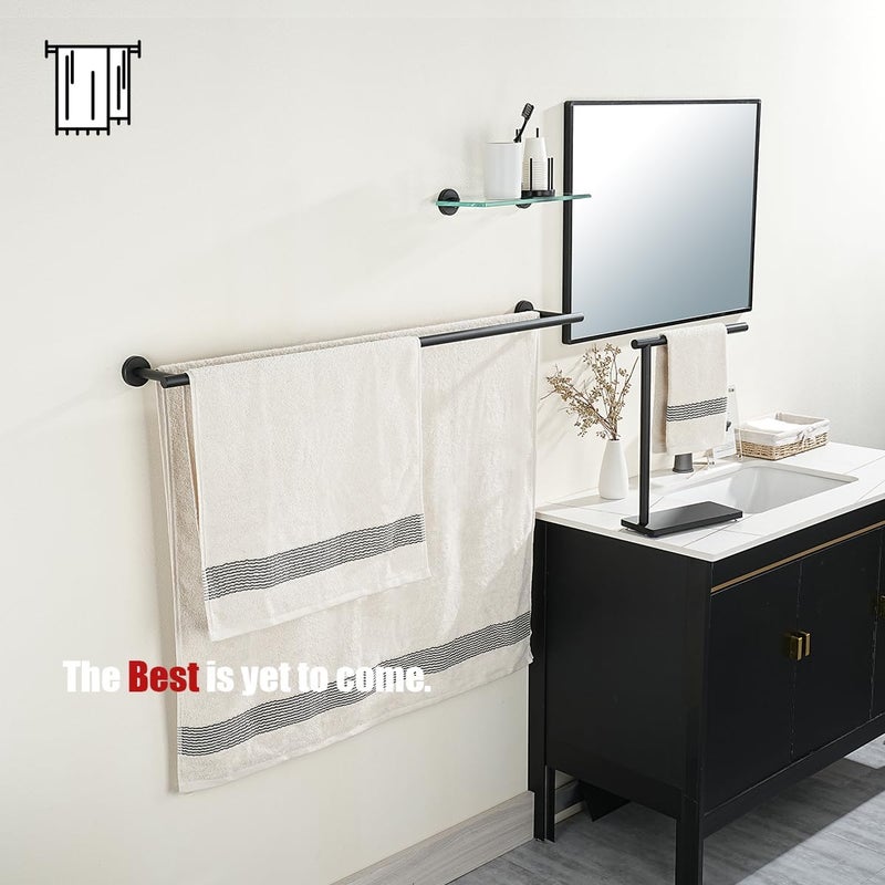 JQK Double Towel Bar Black, 39 Inch 304 Stainless Steel Thicken 1mm Towel Rack for Bathroom, Bath Towel Holder Matte Black Wall Mount, Useable Length 36 Inch, TB100L36-PB - Image 4