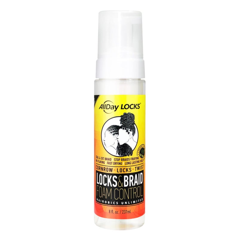 AllDay Locks Braid Foam - Long Lasting Mousse for Style & Shine, Braiding Foam for Women and Men, Sets & Seals for Easy Styling, Textured Haircare & Styling Protection - 8 oz Bottle - Image 2