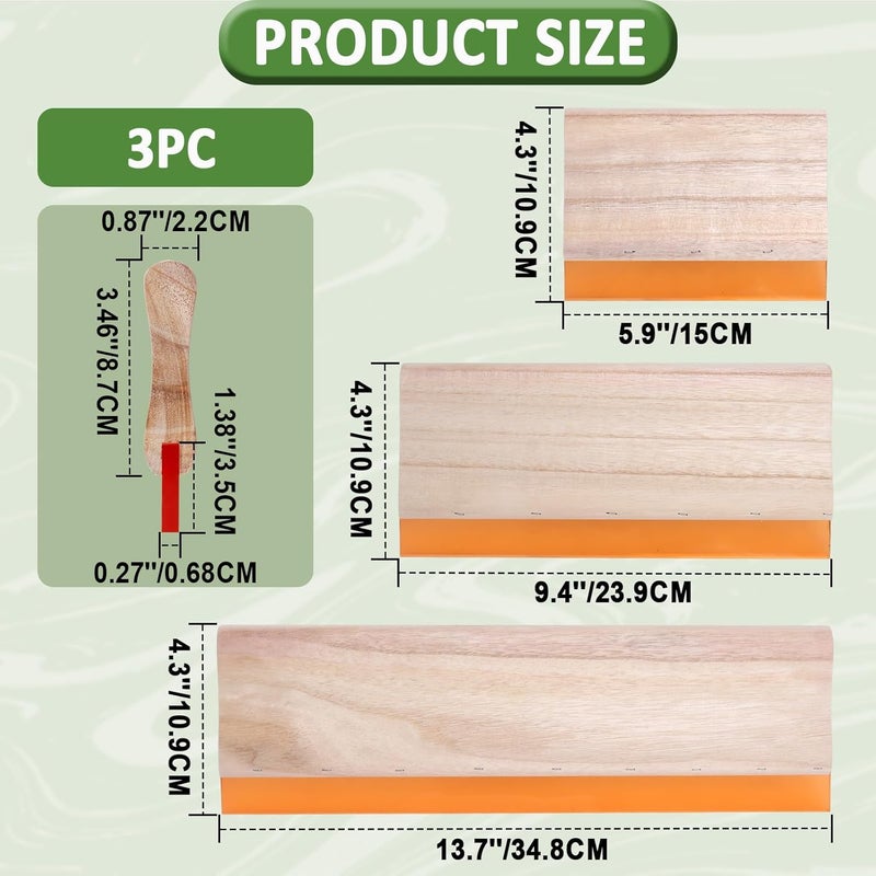 Piwerod Silk Stencil Screen Printing Squeegee, 5.9 inch/9.4 inch/13.7 inch, 75 Durometer Wooden Ink Sc for Screen Printing Water Squeegee-3PCS - Image 2