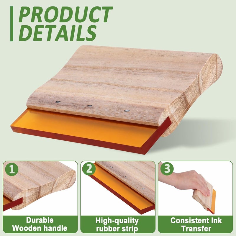 Piwerod Silk Stencil Screen Printing Squeegee, 5.9 inch/9.4 inch/13.7 inch, 75 Durometer Wooden Ink Sc for Screen Printing Water Squeegee-3PCS - Image 3