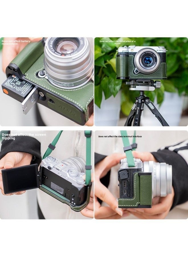 For Fuji Xm5 Handle Protective Case X100vi Handle Leather Case Camera Bag Base Shoulder Strap Quick Release Wrist Strap-Color:Handle Xm5 Classic Black Leather Protective Case + Classic Black Quick R - Image 5