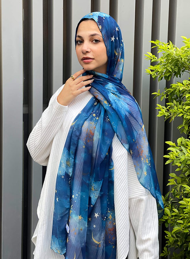 تاي شوب تاي شوب - إيشارب رقيق مطبوع - أزرق-4 للنساء 