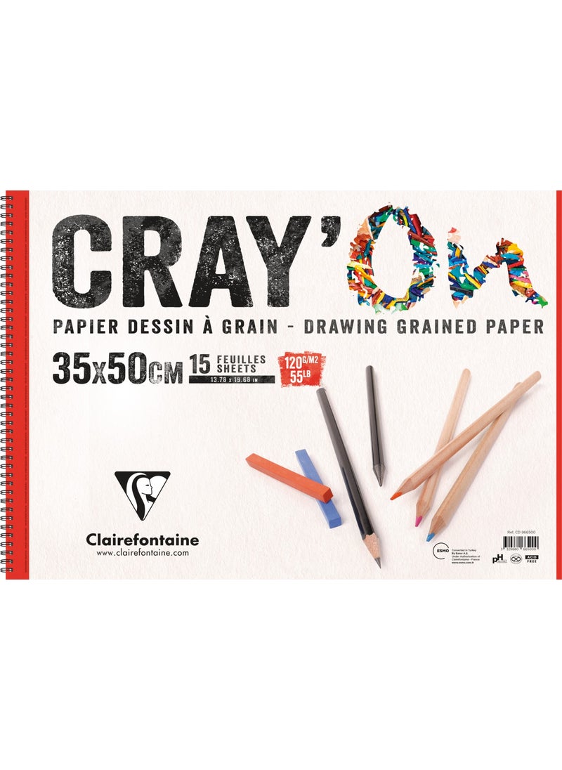 Clairefontaine - Clairfontaine Cray'On Drawing Book 35*50 Wire 120 Gr 15 Yp - Image 1