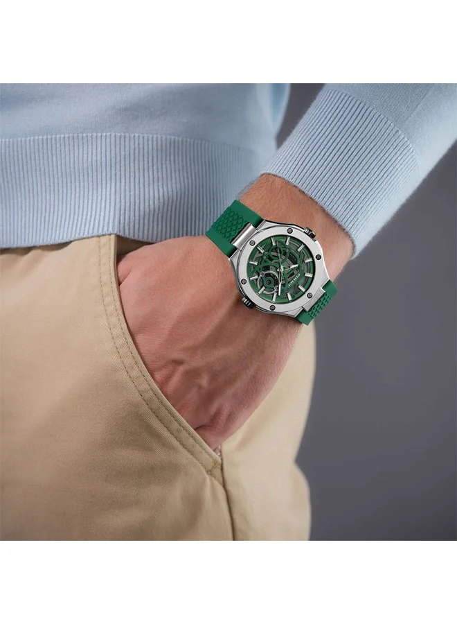 Police Green/Black Men's Dual Green Black Dial Black Green Silicone Strap Multifunction Watch for Men - 44mm for Men | Best Price UAE