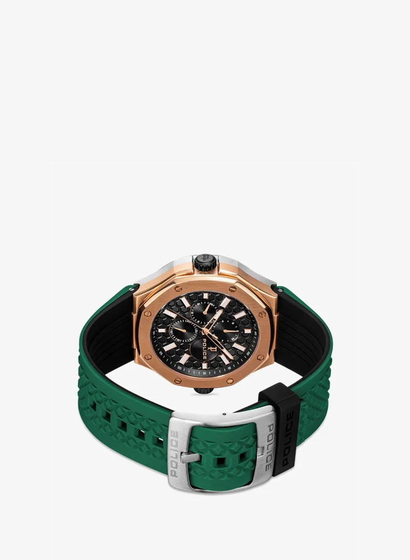 Police Green/Black Men's Dual Green Black Dial Black Green Silicone Strap Multifunction Watch for Men - 44mm for Men | Best Price UAE
