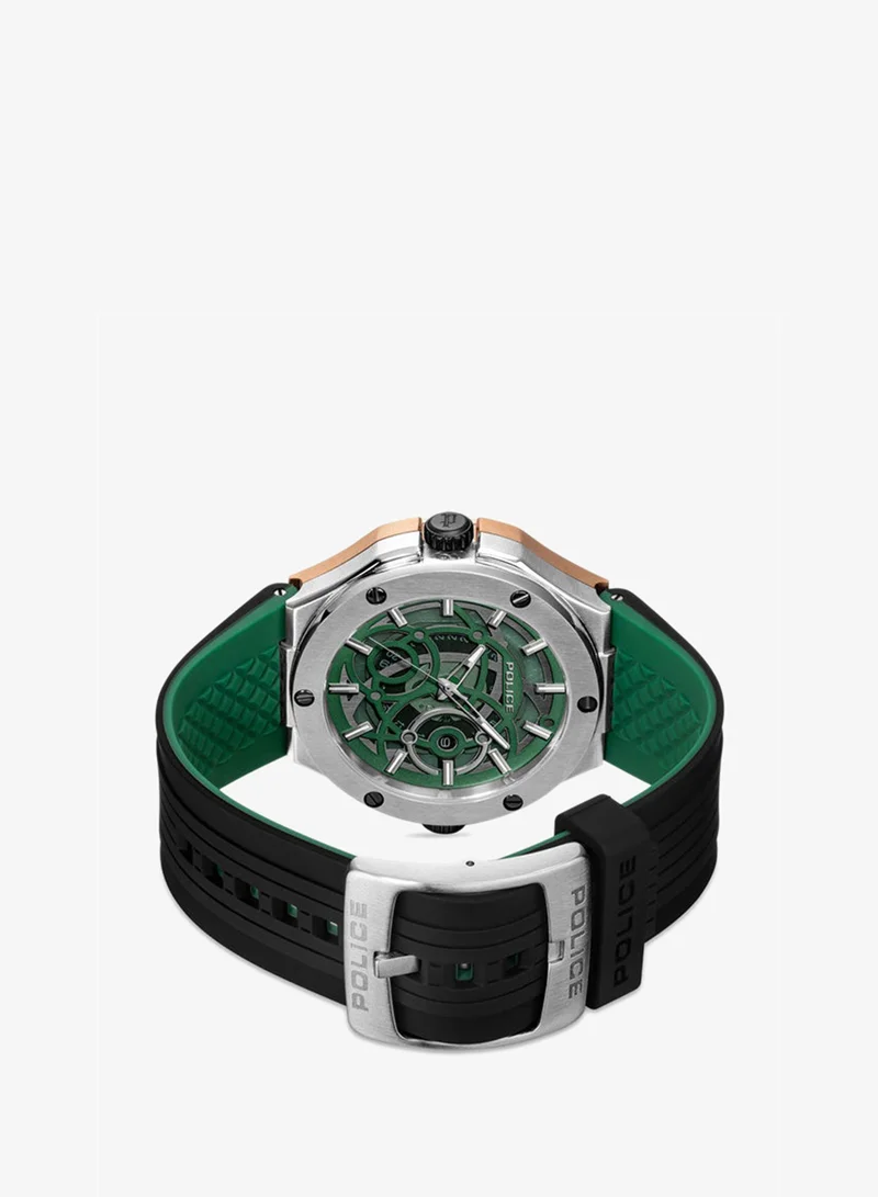 Police Green/Black Men's Dual Green Black Dial Black Green Silicone Strap Multifunction Watch for Men - 44mm for Men | Best Price UAE