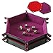 Grajar 2 Pcs Portable Folding Dice Rolling Tray Set for RPG DND Table Games PU Leather and Velvet Holder Storage Box Red and Violet - Image 3