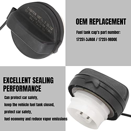 AceSupever Gas Cap Replacement for Nissan Altima, Fuel Tank Gas Cap with TETHER Strap 17251-3JA0A Replacement for INFINITI, Frontier, Murano, Pathfinder, for Infiniti JX35/QX60 - Image 4