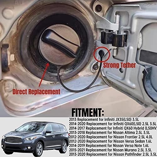 AceSupever Gas Cap Replacement for Nissan Altima, Fuel Tank Gas Cap with TETHER Strap 17251-3JA0A Replacement for INFINITI, Frontier, Murano, Pathfinder, for Infiniti JX35/QX60 - Image 5