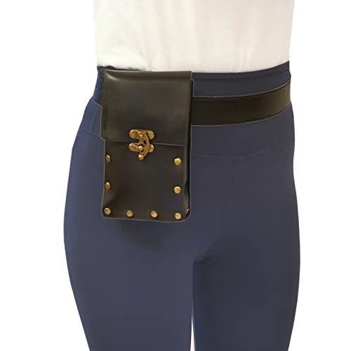 Larswon Renaissance Bag Medieval Belt Pouch Leather Belt Pouch Leg Phone Holder Festival Faire Accessories Black - Image 2
