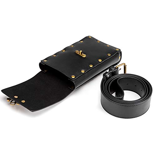 Larswon Renaissance Bag Medieval Belt Pouch Leather Belt Pouch Leg Phone Holder Festival Faire Accessories Black - Image 5
