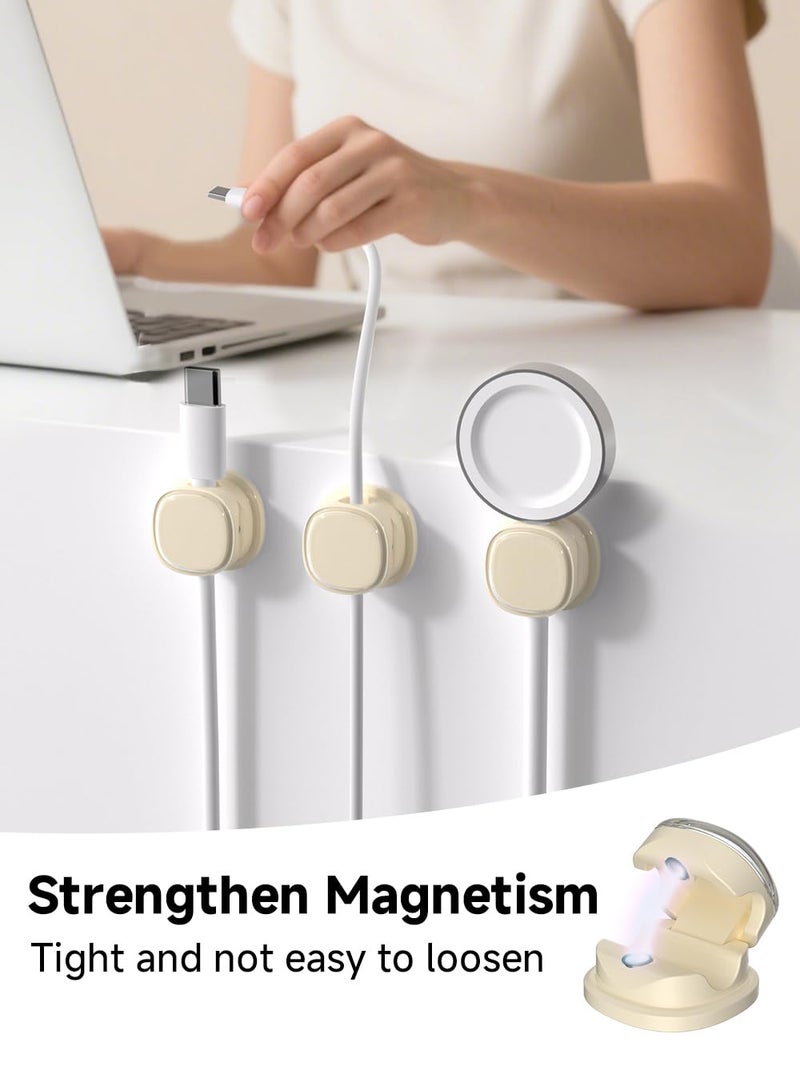 COOCAT Magnetic Cable Clips, Adjustable Cord Holder Management, Adhesive Wire Keeper Organizer for Home Office Desk Phone PC Car Wall Desktop Nightstand Appliance (9-PCS Apricot) - Image 2