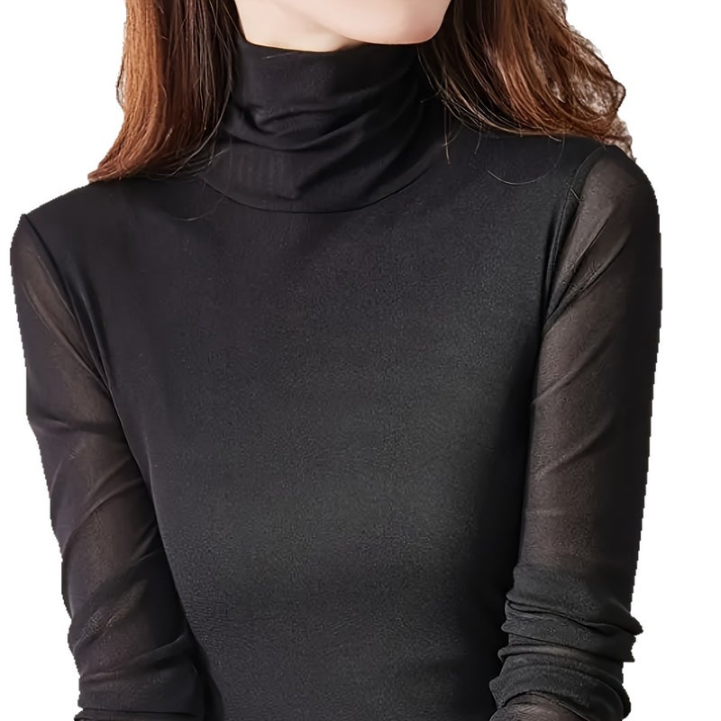 Mock Neck Slim Fit Long Sleeve T-Shirt - Image 5