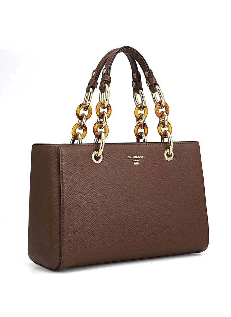 Da Milano Da Milano Genuine Leather Brown Satchel Bag