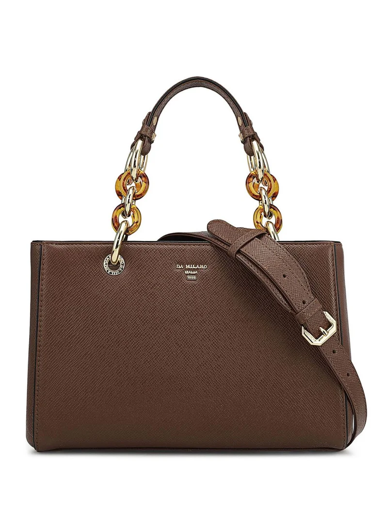 Da Milano Genuine Leather Brown Satchel Bag