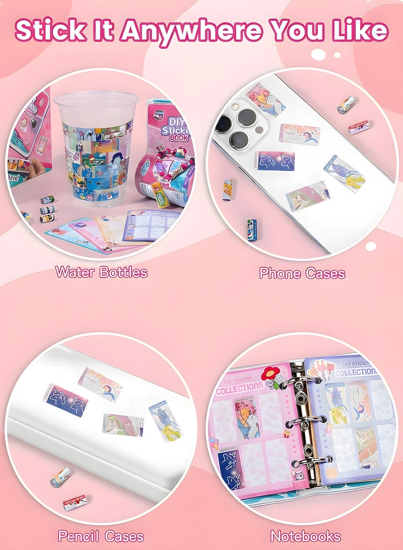 Chillspace Kids' Sticky Rolls Bracelet Kit, DIY Sticker Jewelry Toy Wearable Shareable, 32 Sticker Rolls Reusable 256 Stickers, Sticky Roll Bracelet Necklace Gift Kit with 6 Charms, 2 Pendants, Many Beads - Image 4
