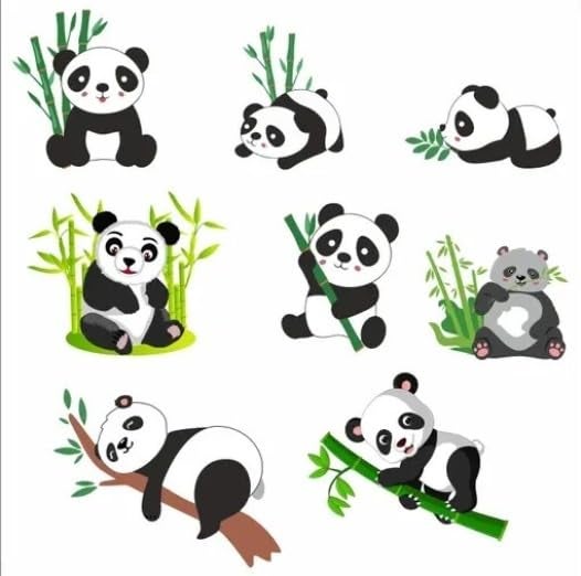 SM Prints Cute Baby Panda Tree Switch Board Wall Sticker Switch Panel Sticker for Home Decor 8 Pcs PVC Vinyl Sticker - Image 1